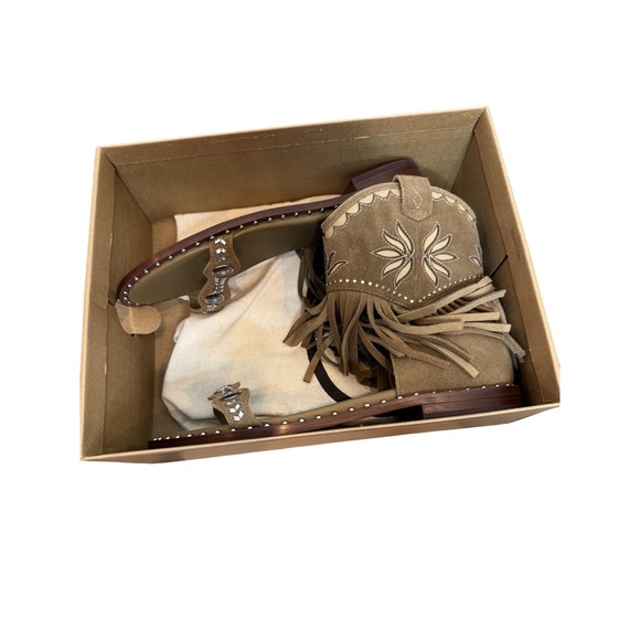 Ash Paquito Sandals Womens Size 8.5 Beige Fringe Gladiator Leather Studded Zip - Picture 14 of 14